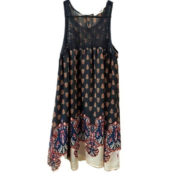 Blu Pepper Black Multicolor Geometric Boho Print Sleeveless Dress Size Small - Picture 1 of 14